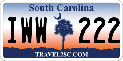SC license plate IWW222