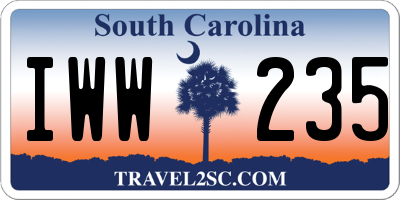 SC license plate IWW235