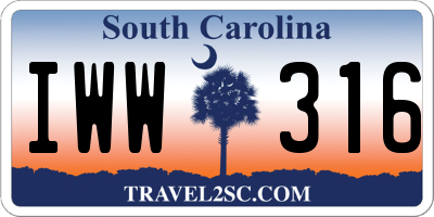 SC license plate IWW316