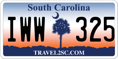 SC license plate IWW325