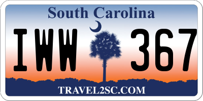 SC license plate IWW367
