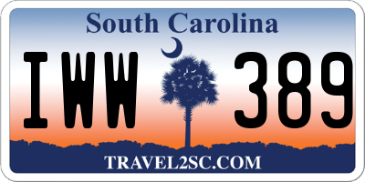 SC license plate IWW389