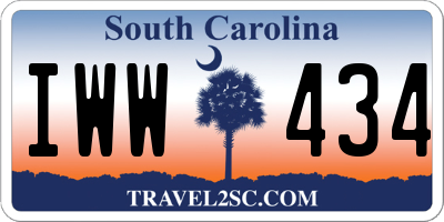 SC license plate IWW434