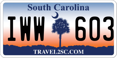 SC license plate IWW603