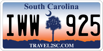 SC license plate IWW925