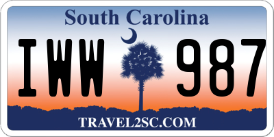SC license plate IWW987