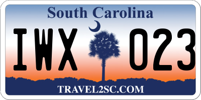 SC license plate IWX023