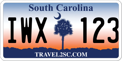 SC license plate IWX123