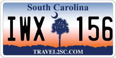 SC license plate IWX156