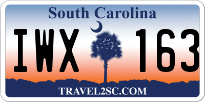 SC license plate IWX163
