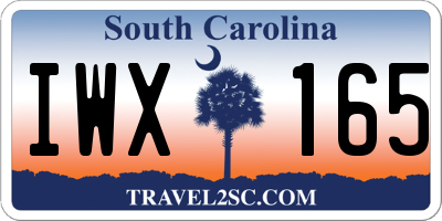 SC license plate IWX165