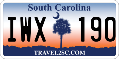 SC license plate IWX190