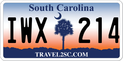 SC license plate IWX214