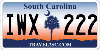 SC license plate IWX222