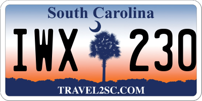 SC license plate IWX230