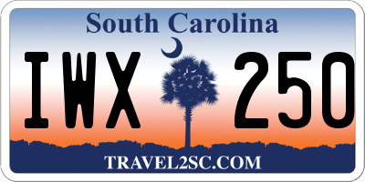 SC license plate IWX250