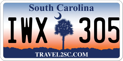 SC license plate IWX305