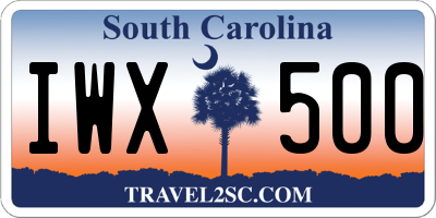 SC license plate IWX500