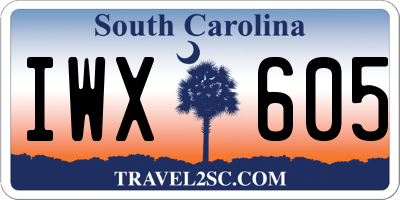 SC license plate IWX605