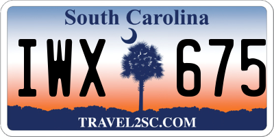 SC license plate IWX675