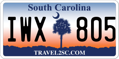 SC license plate IWX805