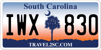 SC license plate IWX830