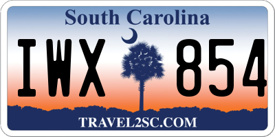 SC license plate IWX854