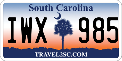 SC license plate IWX985
