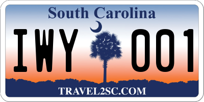 SC license plate IWY001