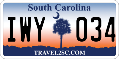 SC license plate IWY034