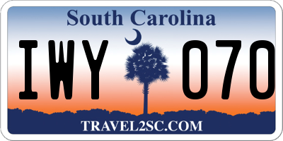 SC license plate IWY070