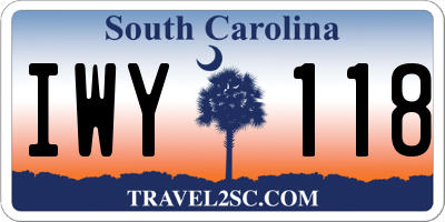 SC license plate IWY118