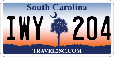 SC license plate IWY204