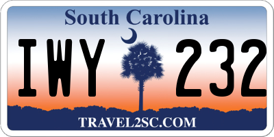SC license plate IWY232