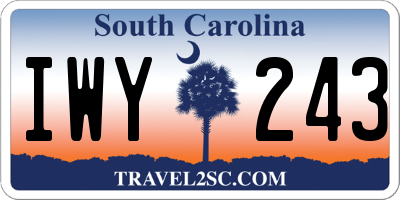 SC license plate IWY243