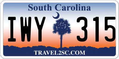 SC license plate IWY315