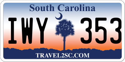 SC license plate IWY353