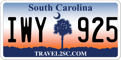 SC license plate IWY925