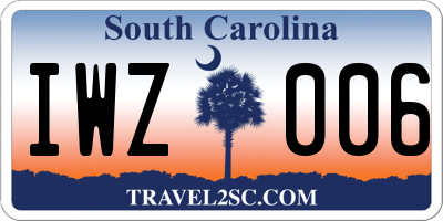 SC license plate IWZ006