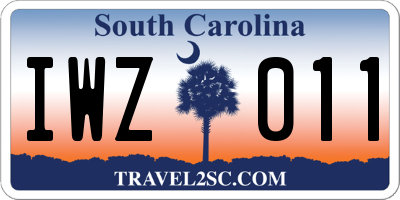 SC license plate IWZ011