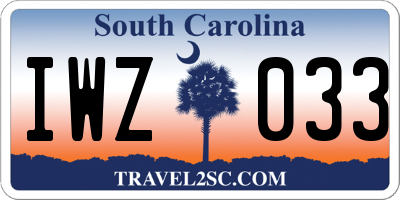 SC license plate IWZ033