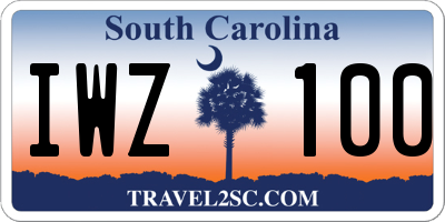 SC license plate IWZ100