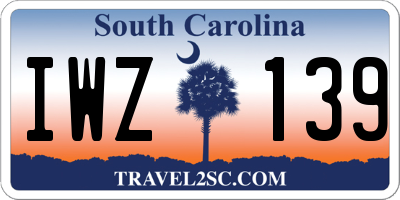 SC license plate IWZ139