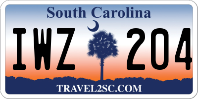 SC license plate IWZ204
