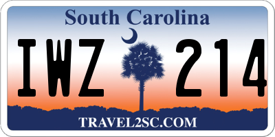 SC license plate IWZ214