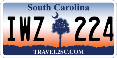 SC license plate IWZ224
