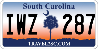SC license plate IWZ287