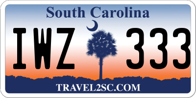 SC license plate IWZ333