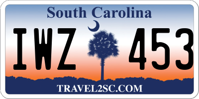 SC license plate IWZ453