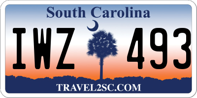 SC license plate IWZ493
